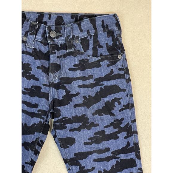 True Religion Jeans Mens 28 Blue Camo Relaxed Skinny Mid Rise Stretch Denim - Picture 2 of 15